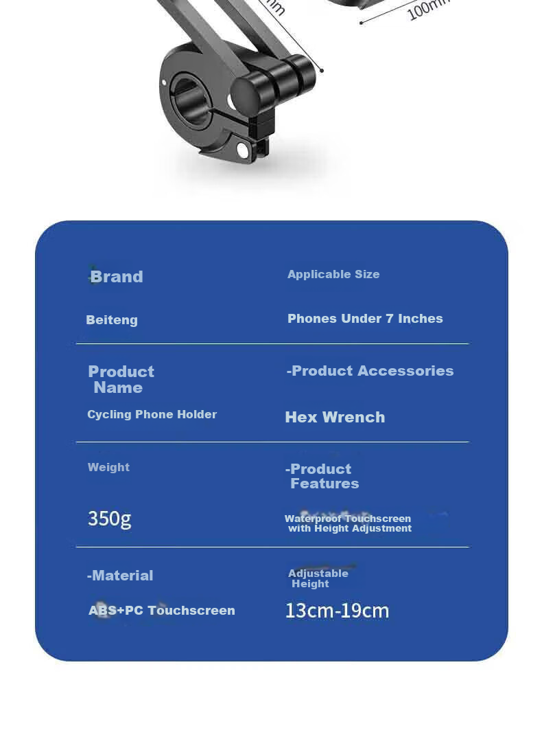 Kylie Waterproof 360° Adjustable Mobile Phone Holder for Electric Motorcycle Bicycle Handlebar, Rainproof and Shockproof 32