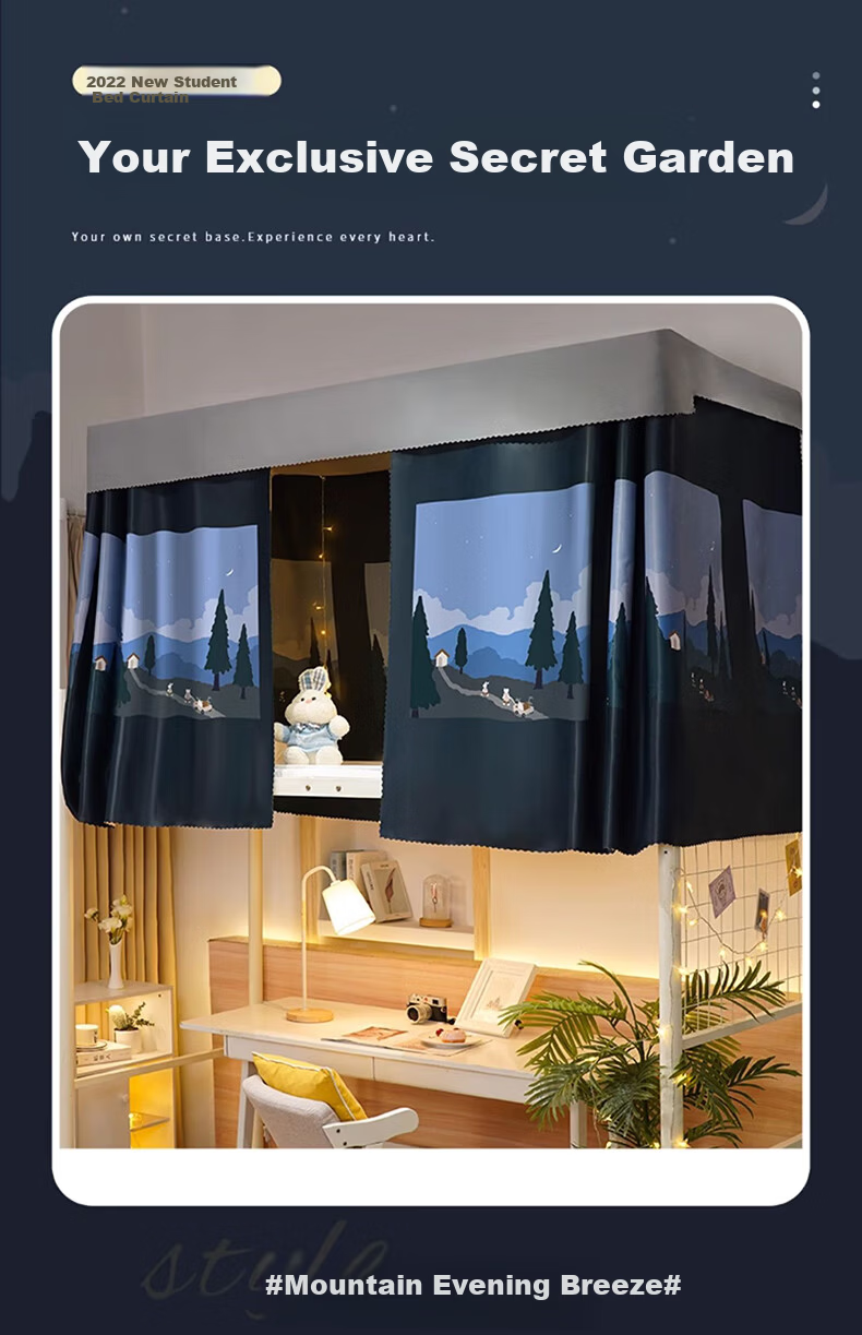 XIHAN Student Dormitory Five-Sided Blackout Bed Curtain 0.9m Bed [Universal for Bunk Beds Full Frame Adjustable Length Width Height] 1
