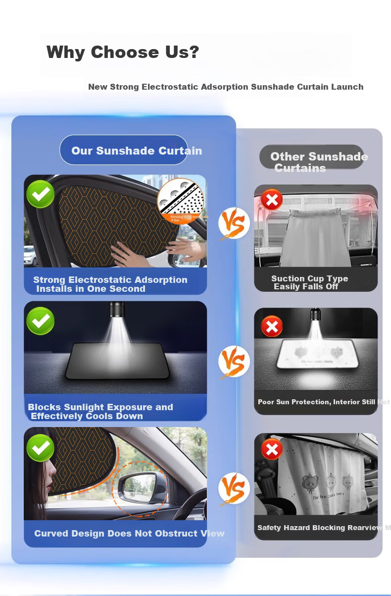 Digalun Car Sunshade Curtain Interior Sun Block Heat Insulation Sunshade Window Curtain for Car Glass Side Window 2