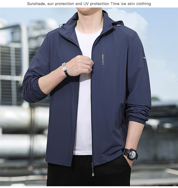 ROMON Men's Sunscreen Jacket Summer Ice Silk Quick-Dry Lightweight Breathable Casual Outdoor Fishing Coat Dark Gray M 8856 16