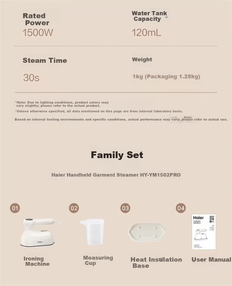 Haier Quick-Go Pro Handheld Garment Steamer, 23g/min Explosive Steam, 250ml Upgraded Detachable Water Tank, Compact Portable Affordable Travel Ironing Machine for Home Use HY-GW2502W 14
