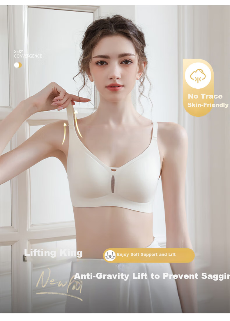 LangSha Seamless Summer Thin Bra for Women Large Chest Minimizing Soft Support Anti-Sagging Side Breast Gathering Slimming Bra 11