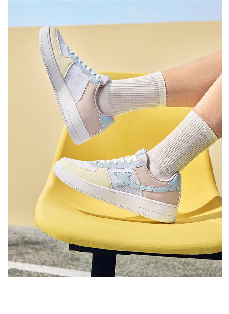 Xtep Couple Men's and Women's Sports Sneakers White Air Force One Spring Summer Mesh Breathable Lightweight Casual Shoes 54