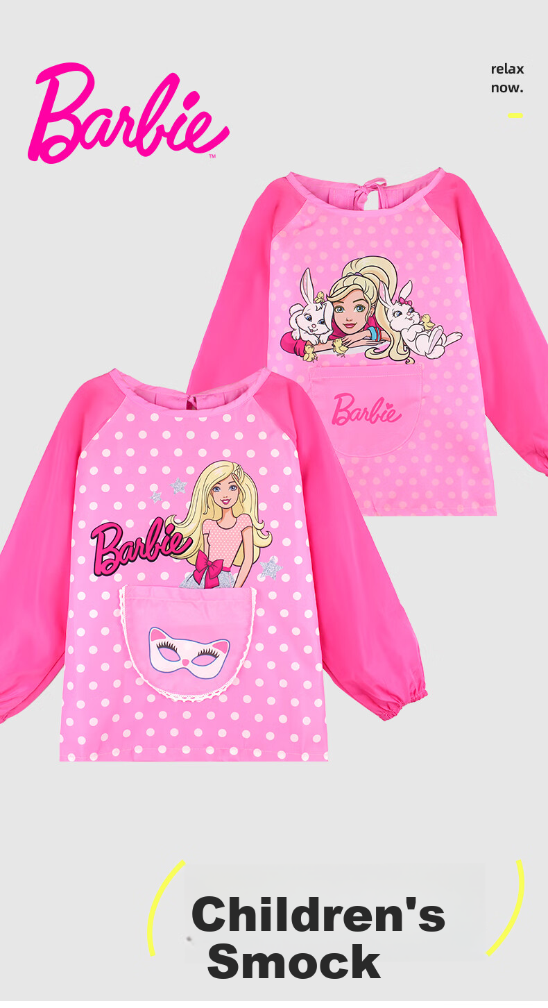 Barbie Baby Bib Apron Waterproof Anti-Dirt Toddler Girls' Painting Smock Reversible Infant Overclothes 1
