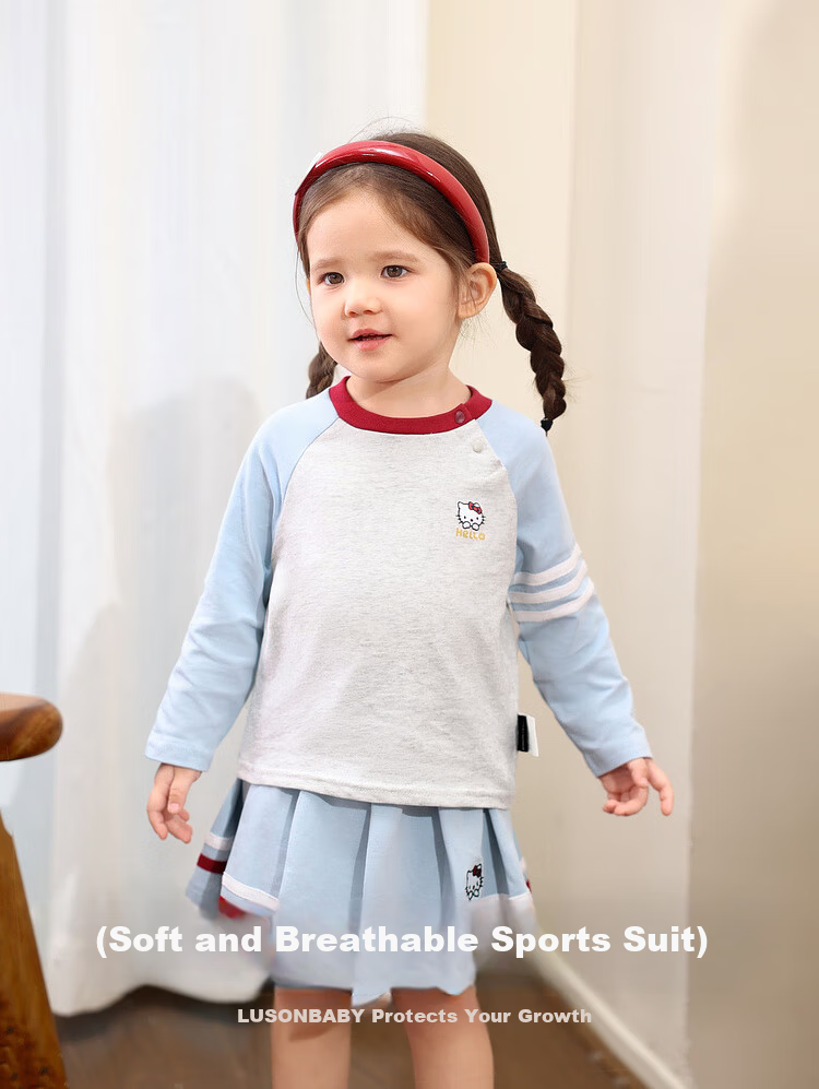 LUSON Little O Dad Baby Girl Toddler Set 2025 Autumn New Long Sleeve T-Shirt Sports Casual Fall Outfit 1