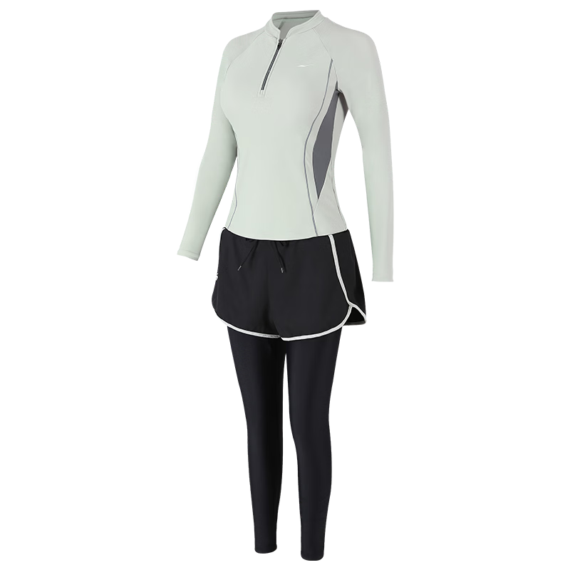 ERKE Women's Long Sleeve Two-Piece Slim Fit Swimwear Set for Swimming and Hot Springs