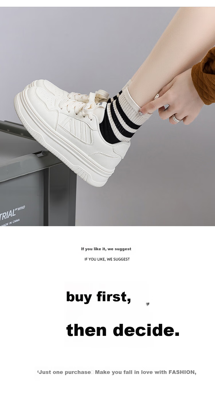 Global Black and White Thick Sole Platform Sneakers Height Increasing White Shoes INS Style 2026 Spring Comfortable New Korean Casual Shoes 6