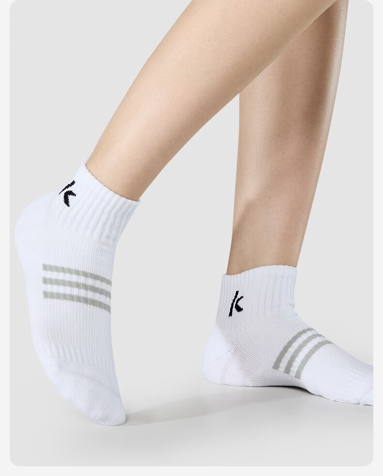 KAWASAKI Unisex Sports Badminton Socks Breathable Non-Slip Ankle Socks D6607 White/Grey/Black (3 Pairs) 15