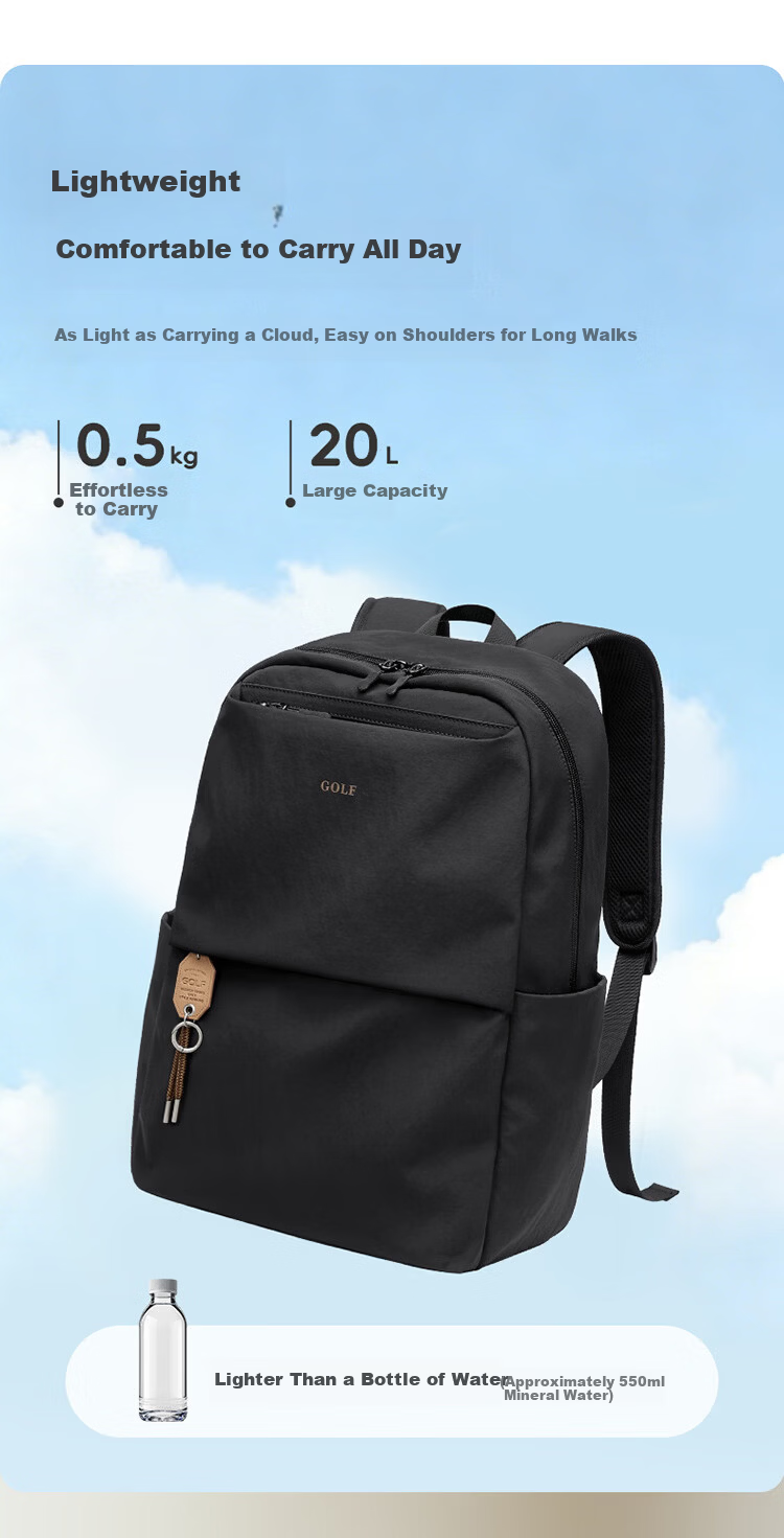 GOLF Lightweight 15.6/16 Inch Laptop Backpack Unisex Casual Travel School Bag 4