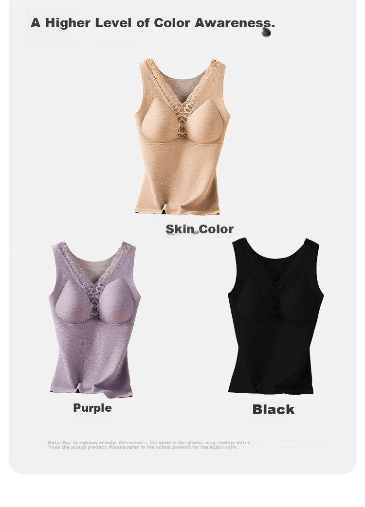 THREEGUN Women's Thermal Underwear Double-Sided Fleece Vest with Chest Pad Deer Velvet Base Layer 14