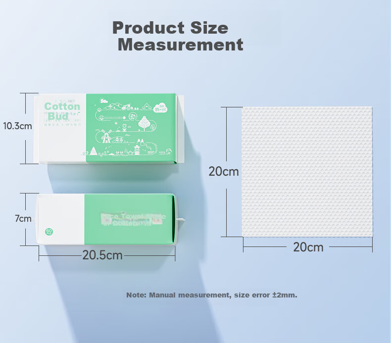 COTTON SHOOTS Facial Towel 60 Sheets*1 Pack 100% Cotton Soft Disposable Towel Boxed 20*20CM 18