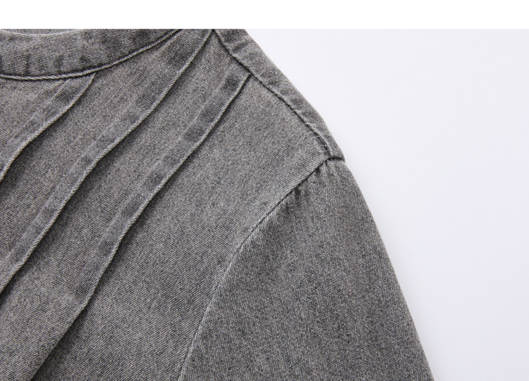 Demana Cloud Cotton 100 Lyocell French Style Round Neck Ruffle Drawstring Denim Shirt for Women Spring Autumn Premium 11