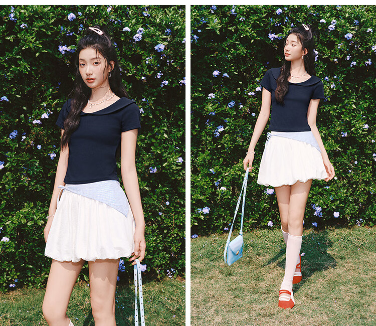 Semir Women's Summer Short Solid Color Doll Collar Short Sleeve Slim Fit Polo Shirt 2026 Gentle Clothing 109326115001 3