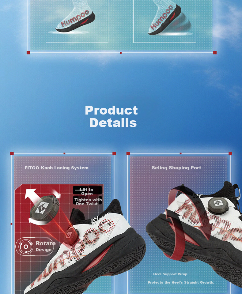 KUMPOO 26th Anniversary New Kids' Breathable Shock-Absorbing Anti-Twist Non-Slip Badminton Shoes KH-JG826S White Size 33 13