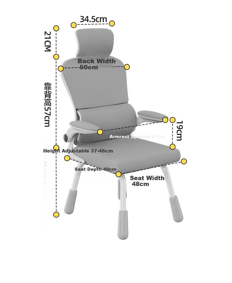Chibilun Computer Chair Study Chair Office Chair Ergonomic Chair Student Chair Lumbar Support Chair Gaming Chair Four-Leg Adjustable 23