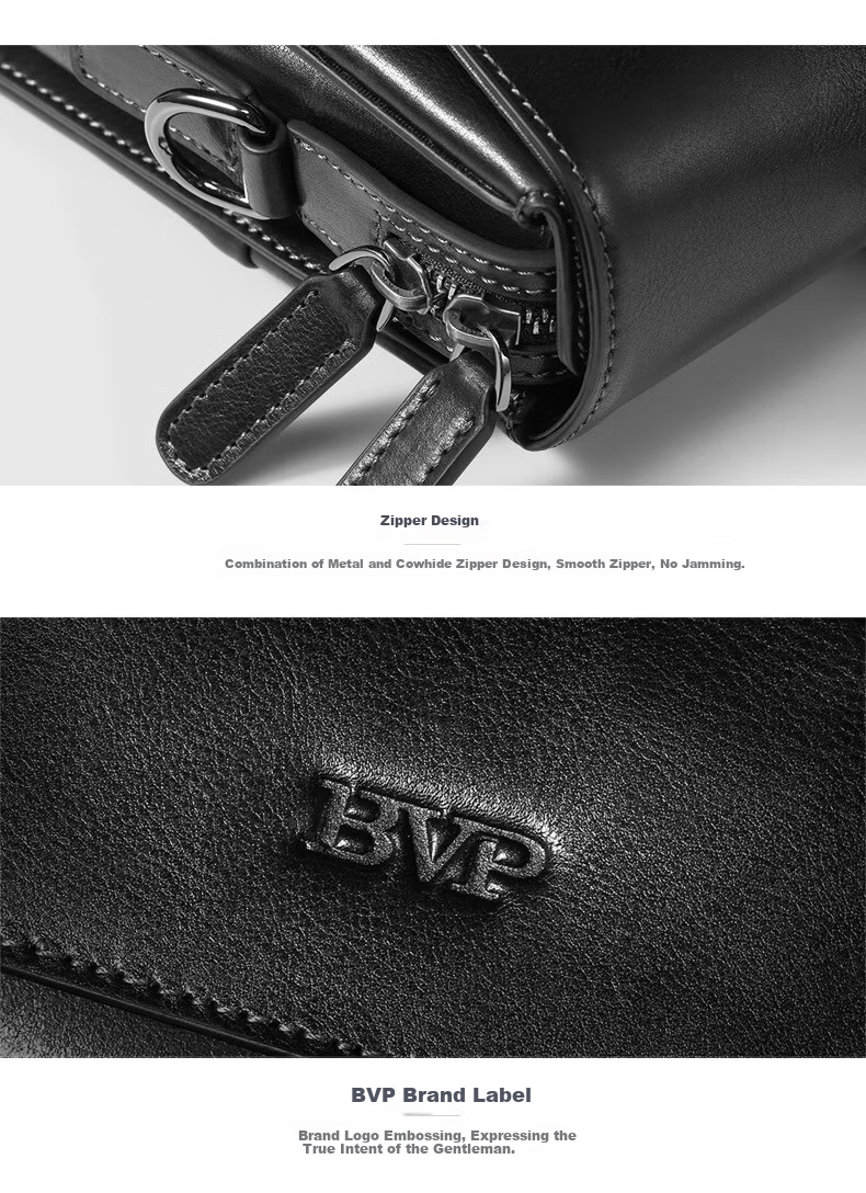 BVP Business Casual Leather Briefcase for Men Large Capacity Laptop Bag Shoulder Crossbody Bag 28