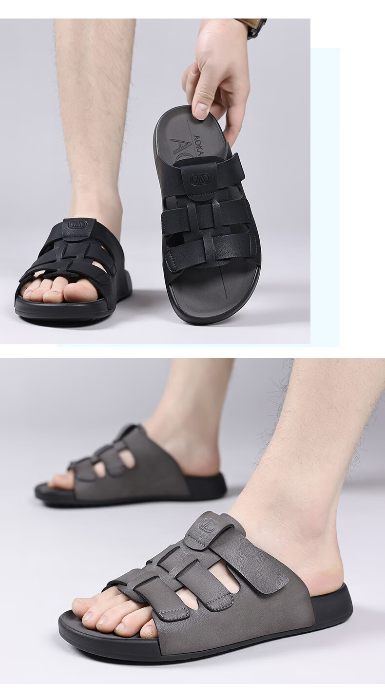 Aokang Summer Men's Casual Beach Sandals Black Size 43 18