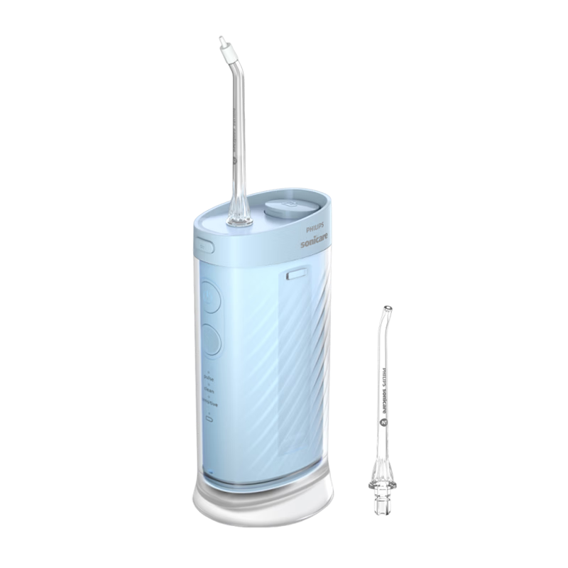 PHILIPS Portable Telescopic Dental Water Flosser Orthodontic Teeth Cleaner Birthday Gift for Boys and Girlfriends Price Guarantee 618 2 Nozzle Models HX3333/24 Blue