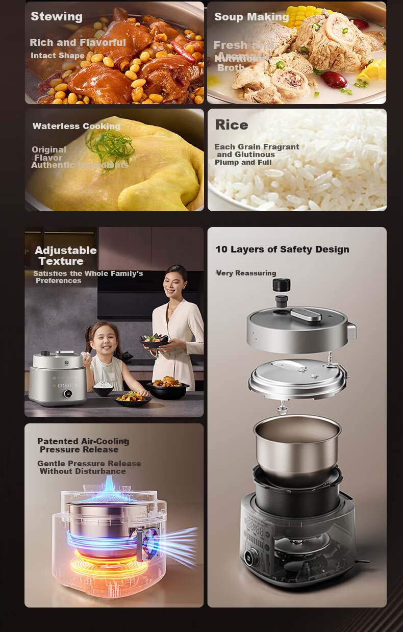 Kambach Pure Titanium Inner Pot Electric Pressure Cooker High-Pressure Rice Cooker Baby-Safe Smart Multi-Function Cooker Household Exhaust-Free Large Capacity 4-5L Soup Cooker 5