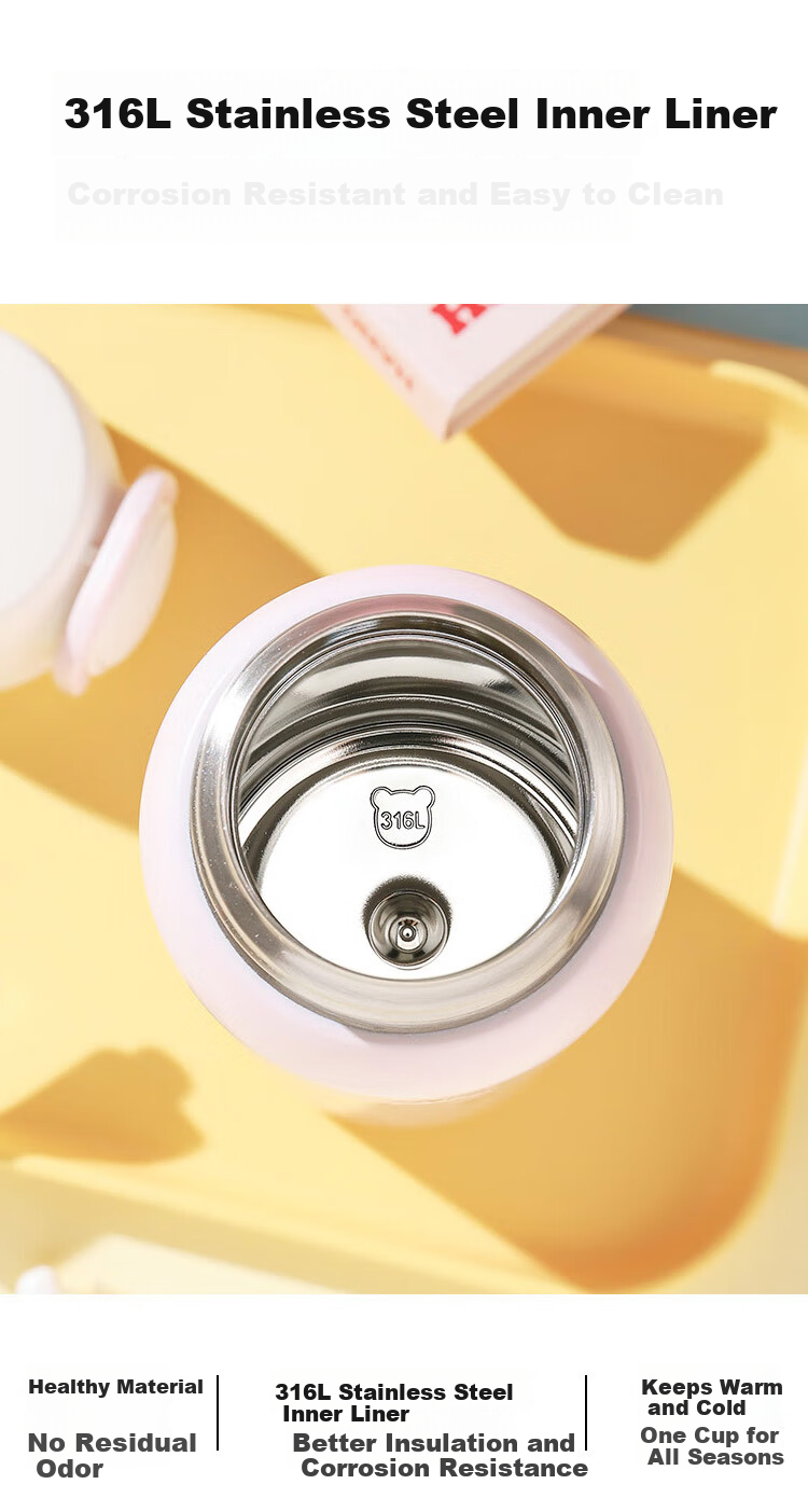 BEDDYBEAR Double-Drink Insulated Bottle with Straw Portable Coffee Cup High-Value Student Water Bottle 510ml Cloud Iris 6