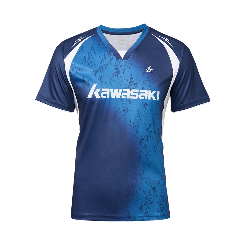 KAWASAKI Men's Badminton Sports Short Sleeve T-Shirt Quick-Dry Breathable Competition Training Shirt D1227 Dark Blue 2XL