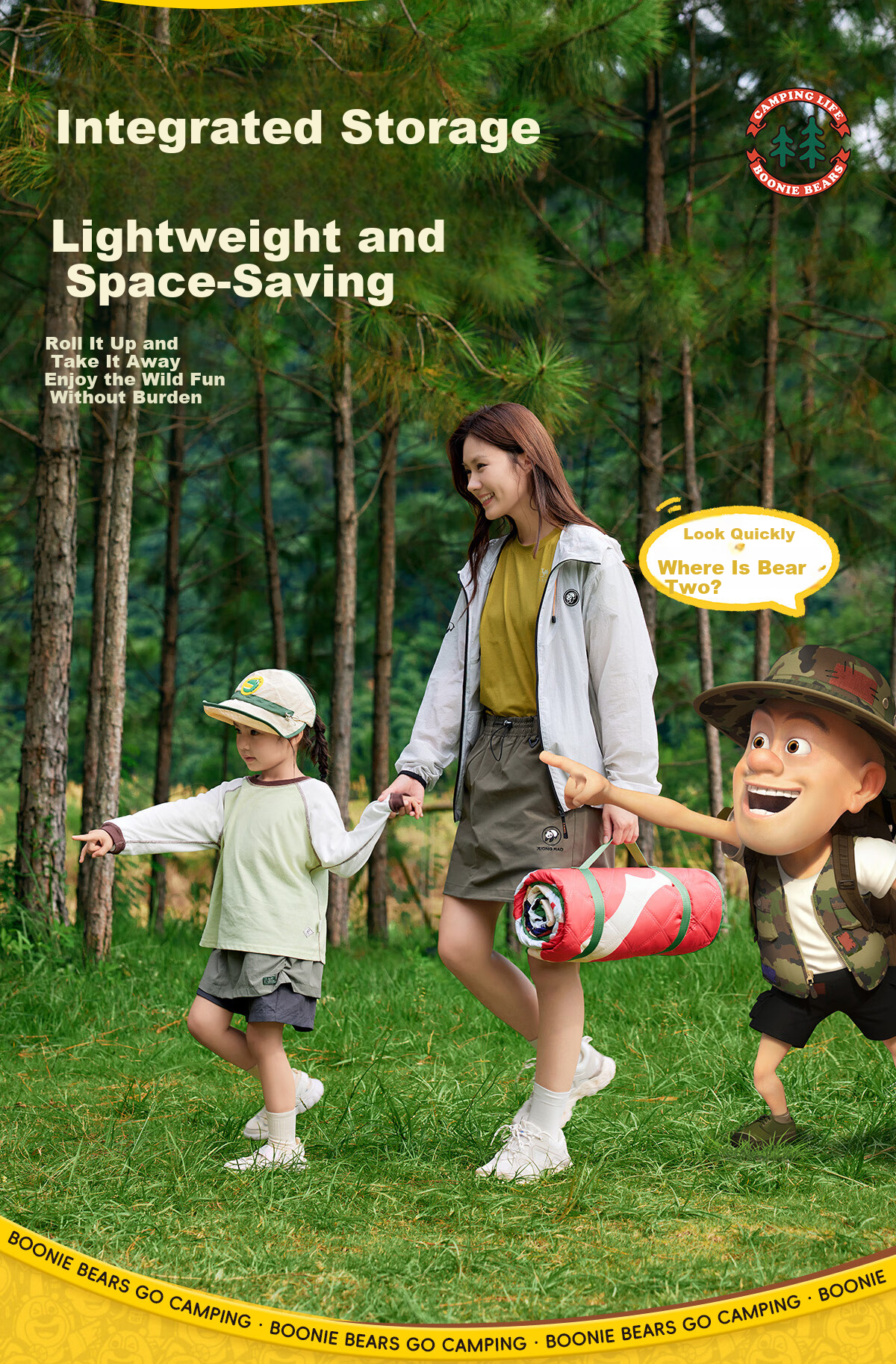 CAMEL × Boonie Bears Outdoor Picnic Mat Waterproof Thickened Camping Moisture-Proof Seat Cushion Ground Mat 13