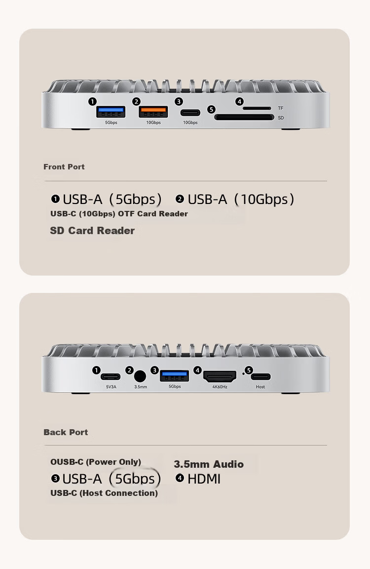 MOVE SPEED 4TB Portable SSD (PSSD) for Mac mini M4 Dock Expansion Drive 40G Transfer External SSD Hard Drive with Cooling USB Dock 9