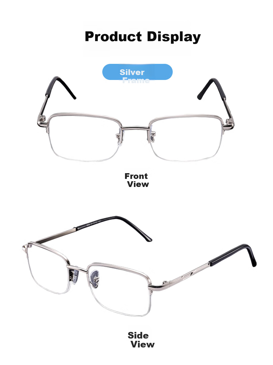 DRATRA HD Reading Glasses Resin Lenses Unisex Middle-aged and Elderly Fashion Metal Minimalist Frame Business Style 4