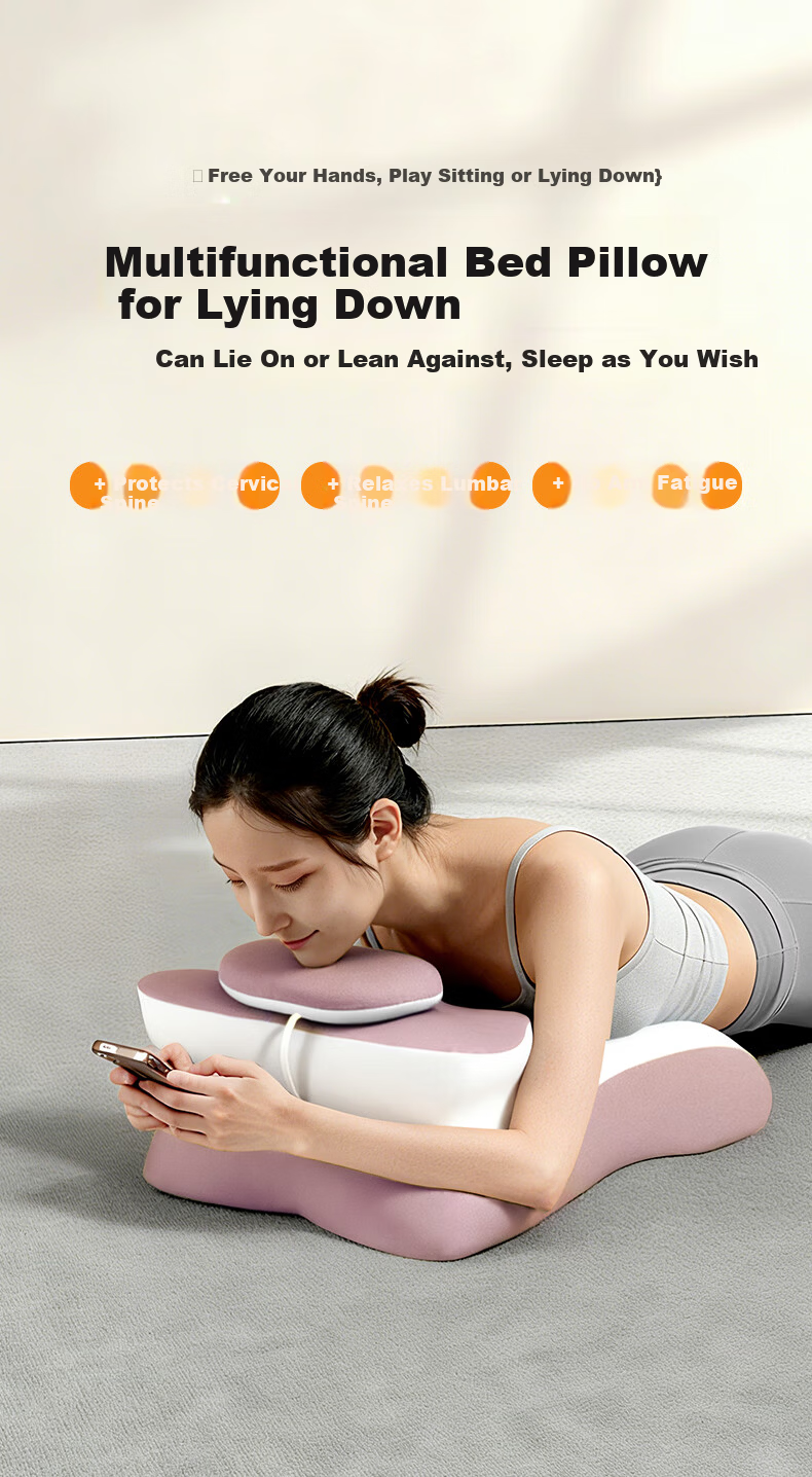 Grace Multifunctional Pink Body Pillow Backrest Cushion for Bed, Prone Sleeping Pillow for Rest and Phone Use 1