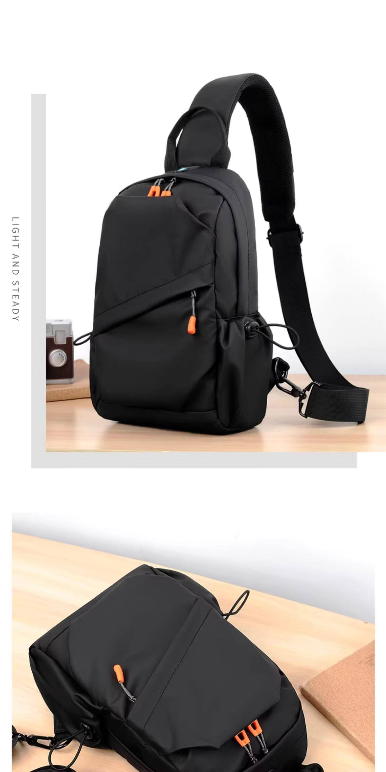 Warrior Men's Crossbody Bag 26L Large Capacity New Shoulder Bag Multifunctional Water-Resistant Small Backpack for Commuting and Outdoor Use 18