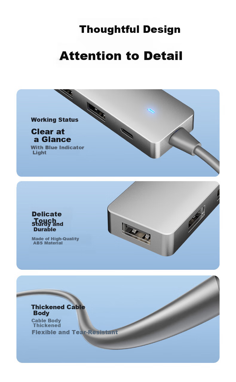 HP CT110X USB 5-Port Multi-Interface Hub Dock High-Speed Splitter Extension Cable Silver 11