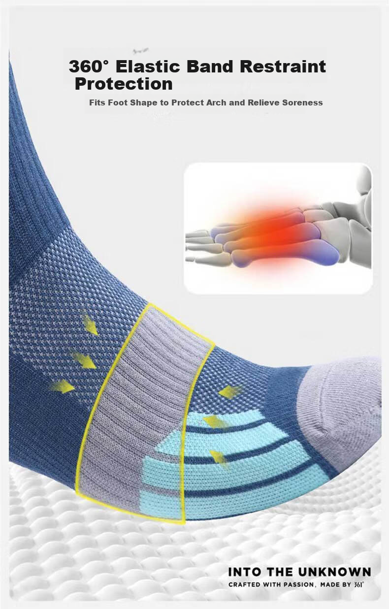 361° Men's Summer Sweat-Absorbing Odor-Resistant Mid-Calf Running Outdoor Sports Socks Mixed Colors [6 Pairs, One Size] 10