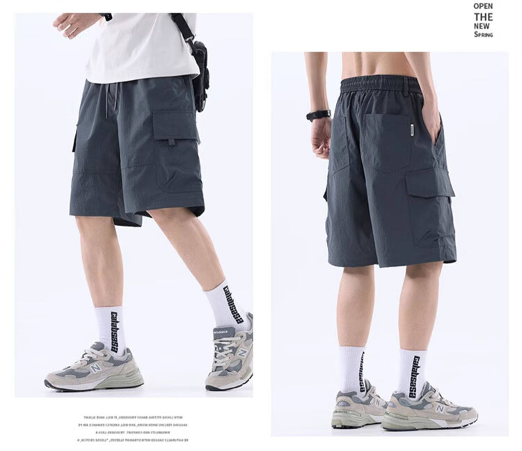 JEEP SPIRIT Men's Ice Silk Quick-Dry Shorts Summer Thin Loose Casual Sports Versatile Five-Point Pants Dark Gray M 2