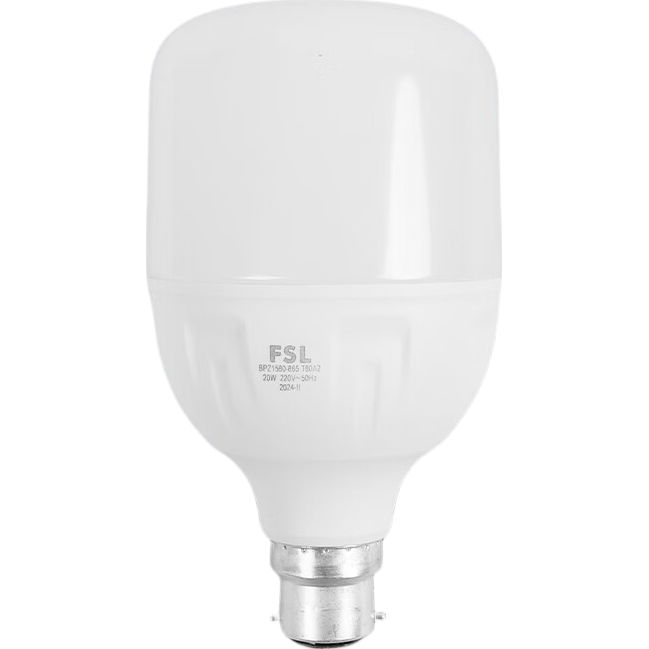 FSL Foshan Lighting LED Bulb Cylindrical Energy-saving Globe Bulb Property Lighting Super Bright B22 Base Bulb 20W Cool White (6500K)