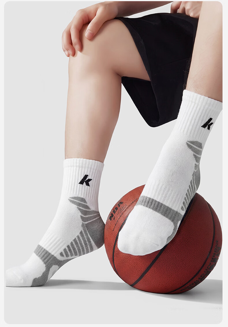 KAWASAKI Unisex Badminton Socks Running Training Sweat-Absorbing Non-Slip Sports Socks D6609 Blue/Grey/Purple (3 Pairs) 16
