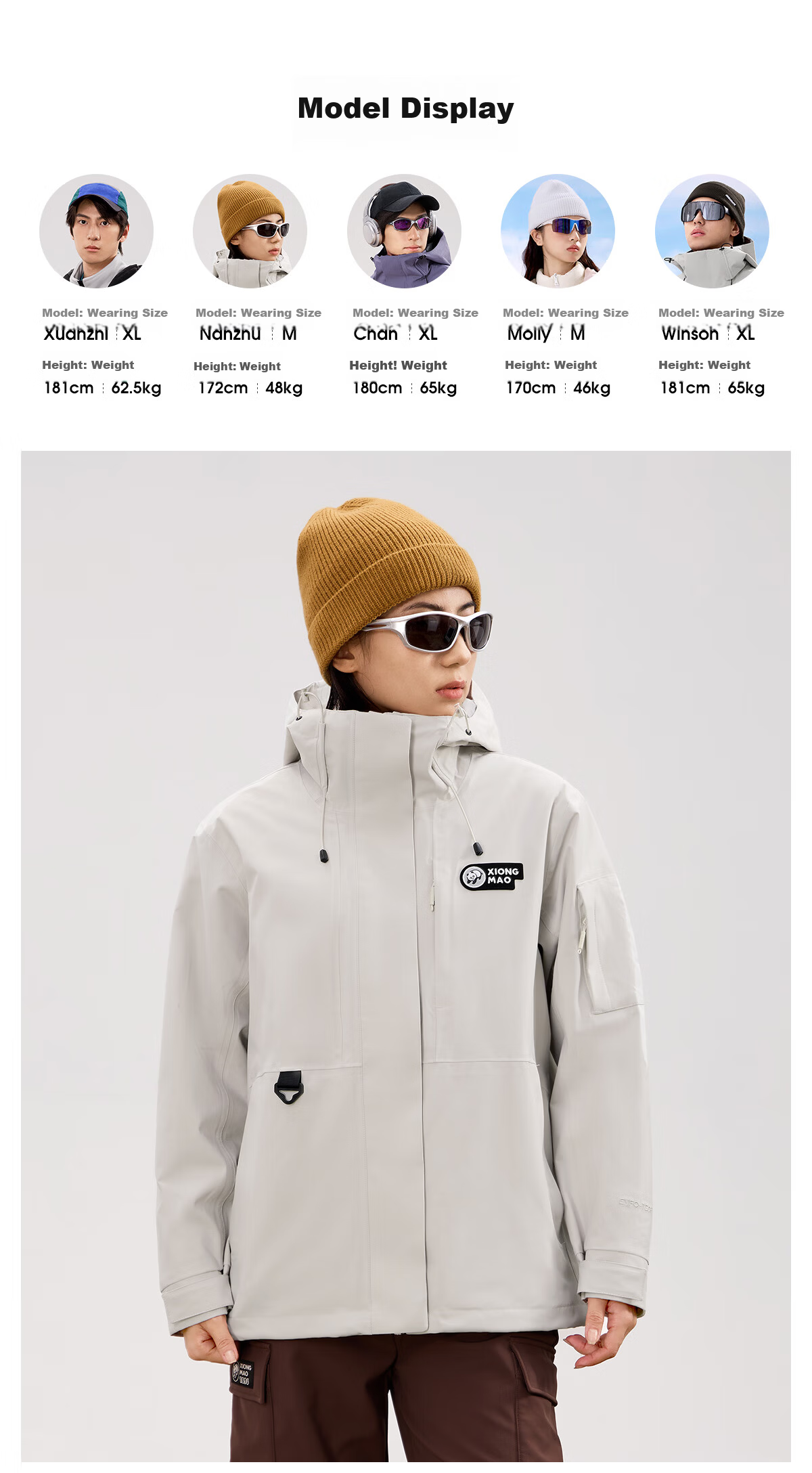 Panda Camel Series Outdoor Three-in-One Waterproof Windproof Thermal Mountaineering Jacket with Down Liner, Men's M 22