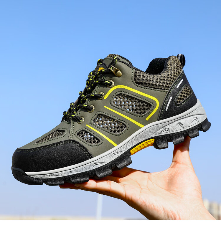 Jingtu Safety Shoes for Men, Summer Breathable Wear-Resistant Steel Toe Anti-Puncture Construction Site Work Shoes 857BK Size 39 15