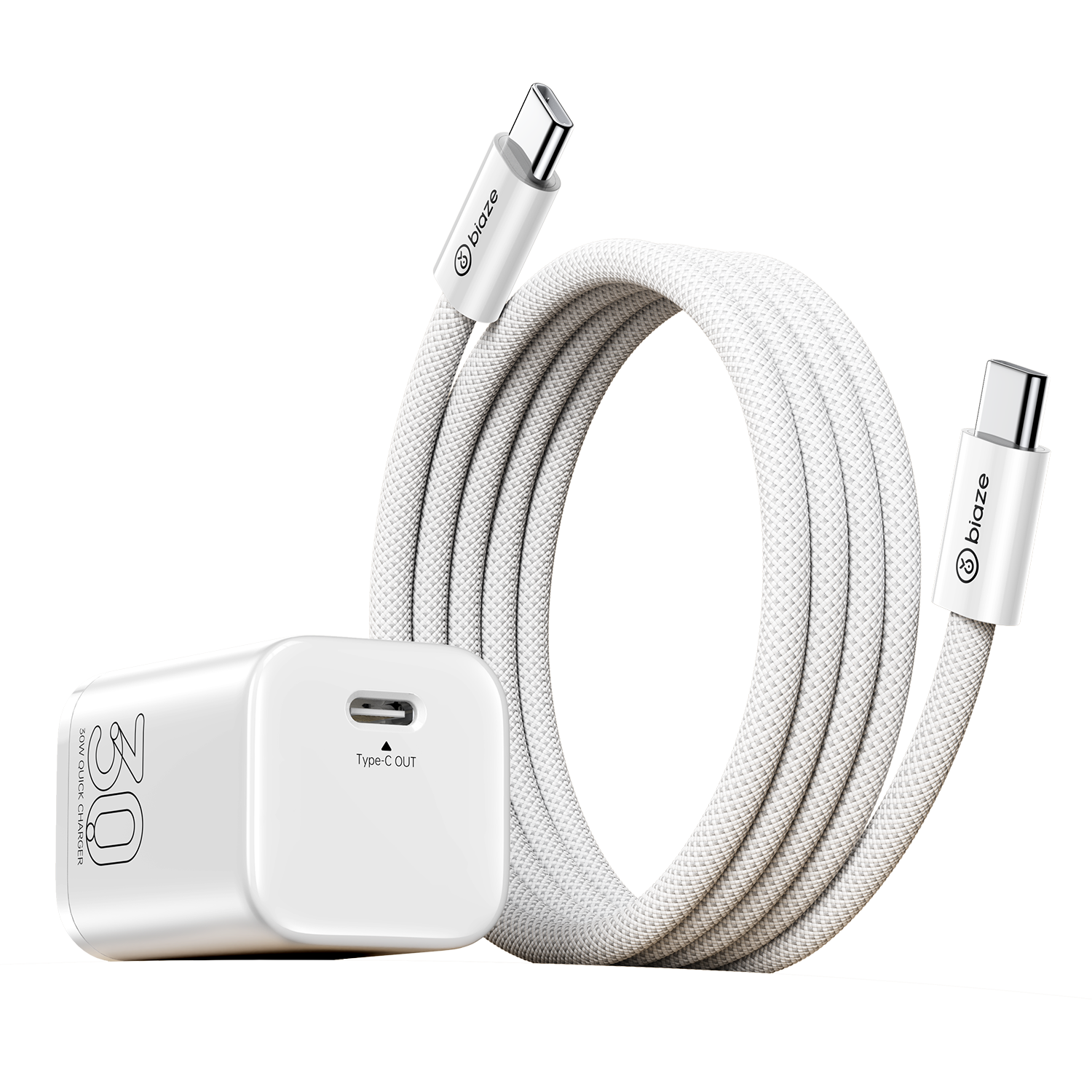 BIAZE 30W GaN Charger, Type-C Data Cable Set, Compatible with Apple IPhone 18 Duo 17/16 Pro Max, Fast Charging Head for Huawei Android Phones And IPad Air Tablets