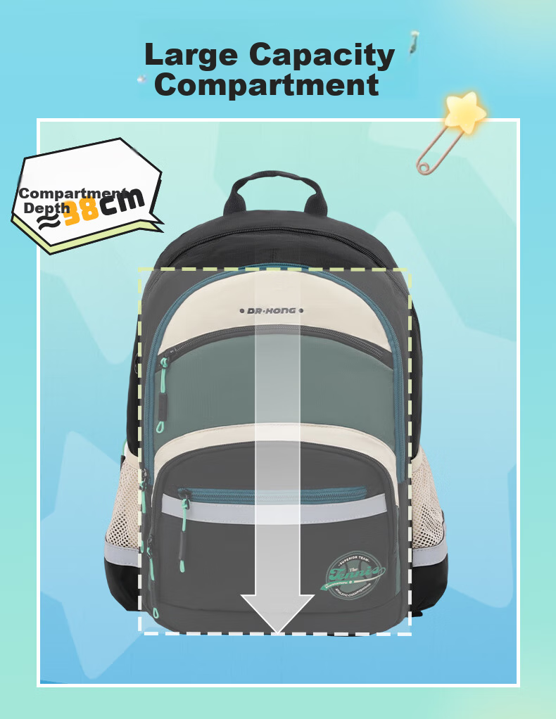 DR·KONG Primary School Backpack for Grades 3-6, Ergonomic Spine Protection, Lightweight Large Capacity Kids School Bag for Boys and Girls 4