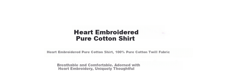Chuyua Heart Embroidery Shirt Women 2025 Autumn New Simple Versatile Solid Color Pure Cotton Blouse White L 7