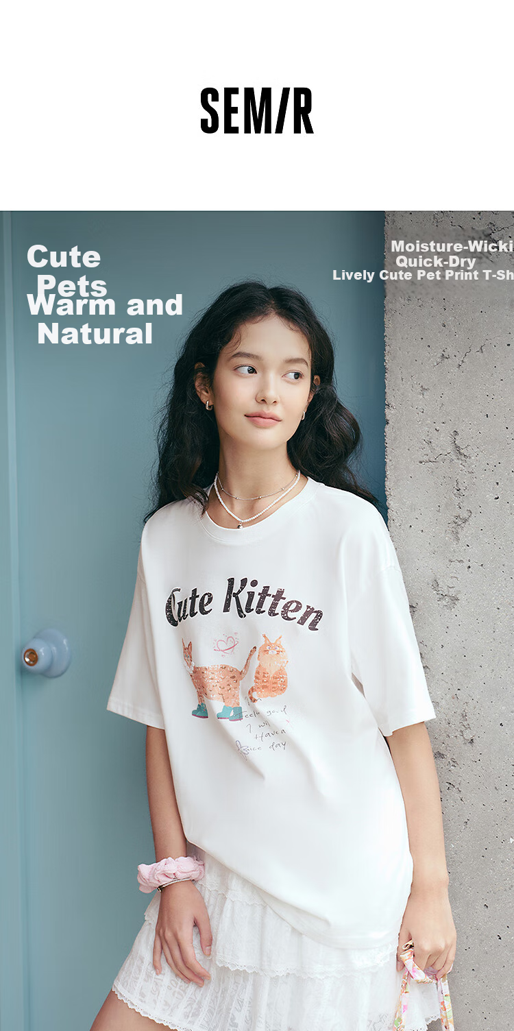 Semir Women's Short-Sleeve T-Shirt with Cute Pet Print, Moisture-Wicking Quick-Dry Pullover Top 109325100005 1
