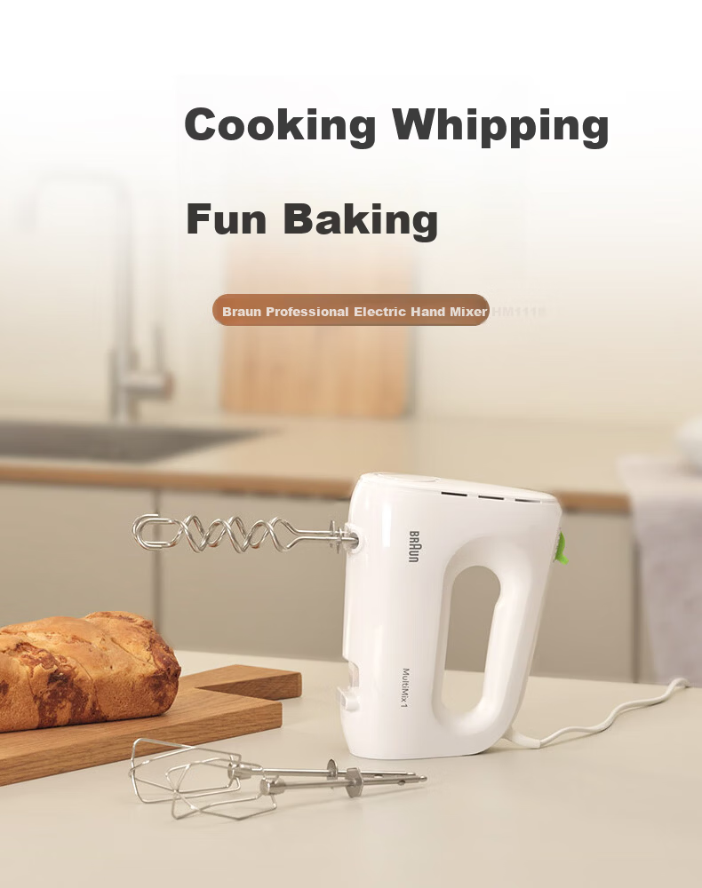 BRAUN HM1110 Hand Mixer Household Baking Handheld Egg Beater Small Cake Cream Whisk 2