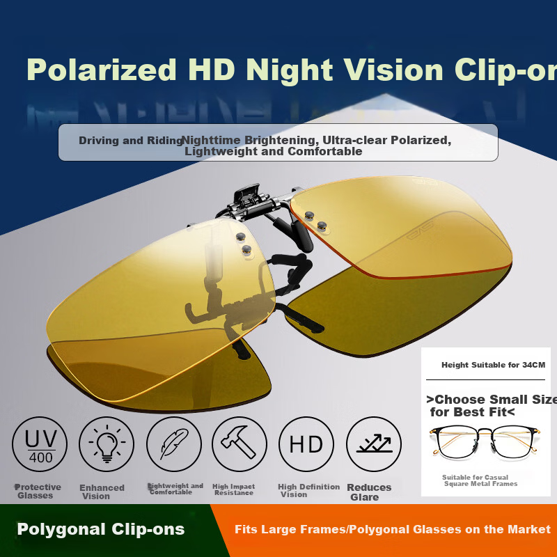 Jiaboli Night Vision Clip-On Polarized Photochromic Sunglasses for Driving, Unisex Flip-Up Day and Night Use Glasses