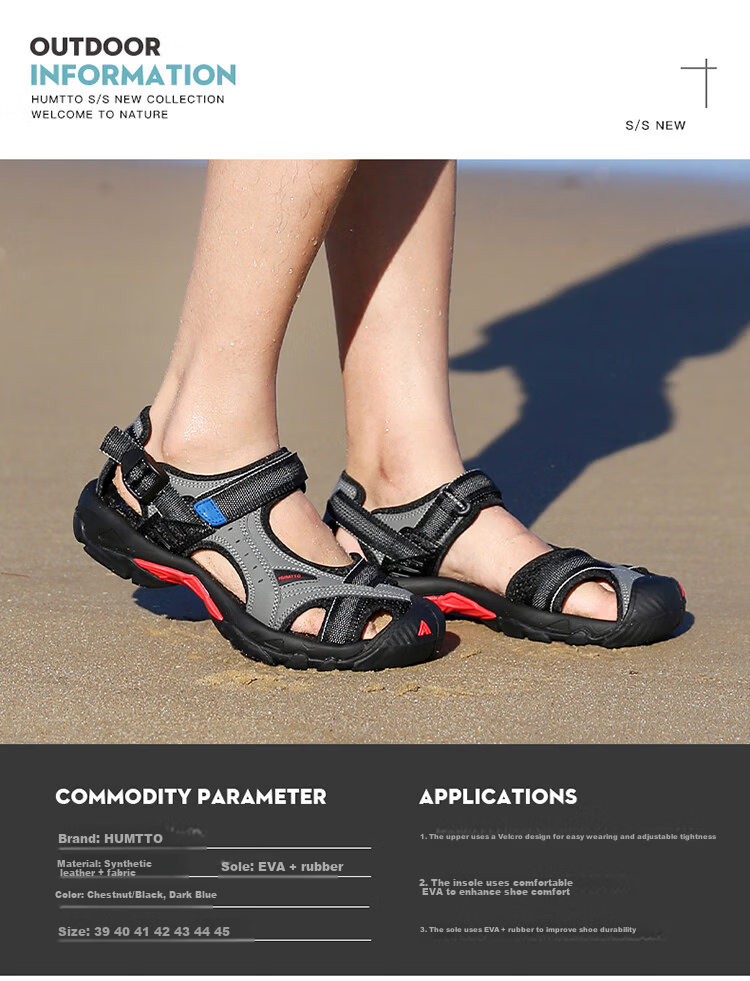 HUMTTO Summer Beach Sandals Outdoor Camping Creek Shoes Men's Lightweight Breathable Closed-Toe Sandals Dark Blue Size 40 5