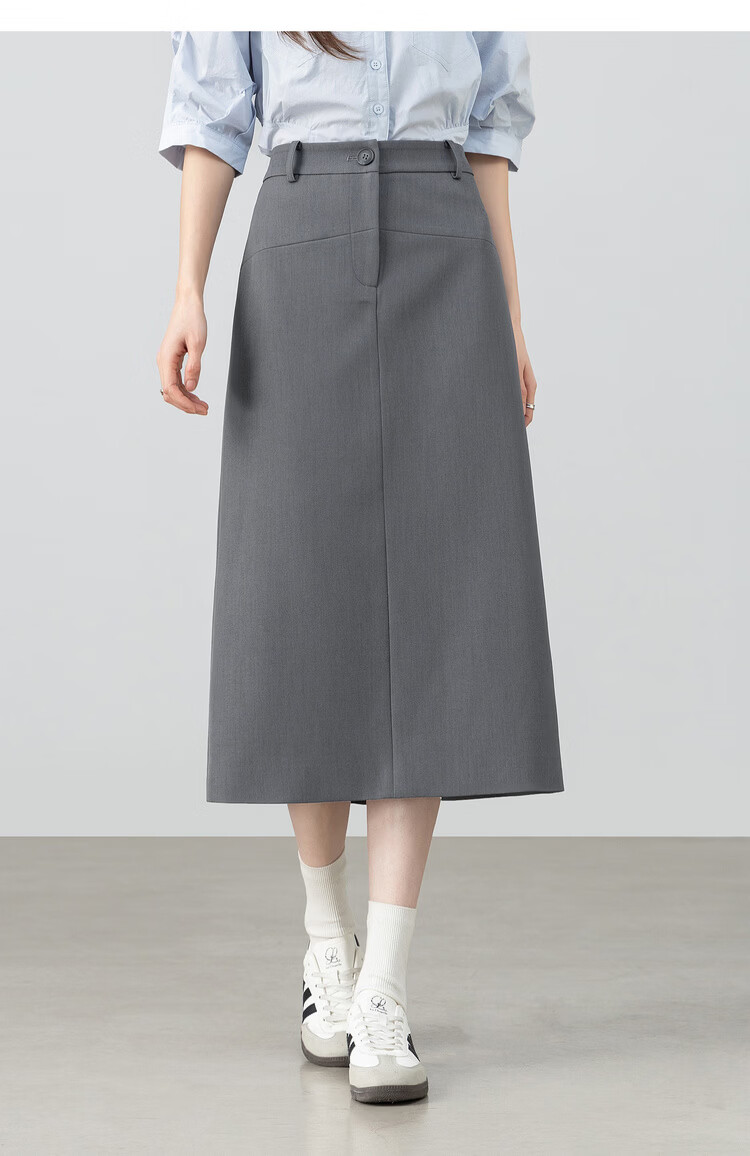 Shangdubila Intelligent Commuter Women's Spring Summer Curved Split Hem Slit Straight Suit Skirt High-End Mid-Length 12