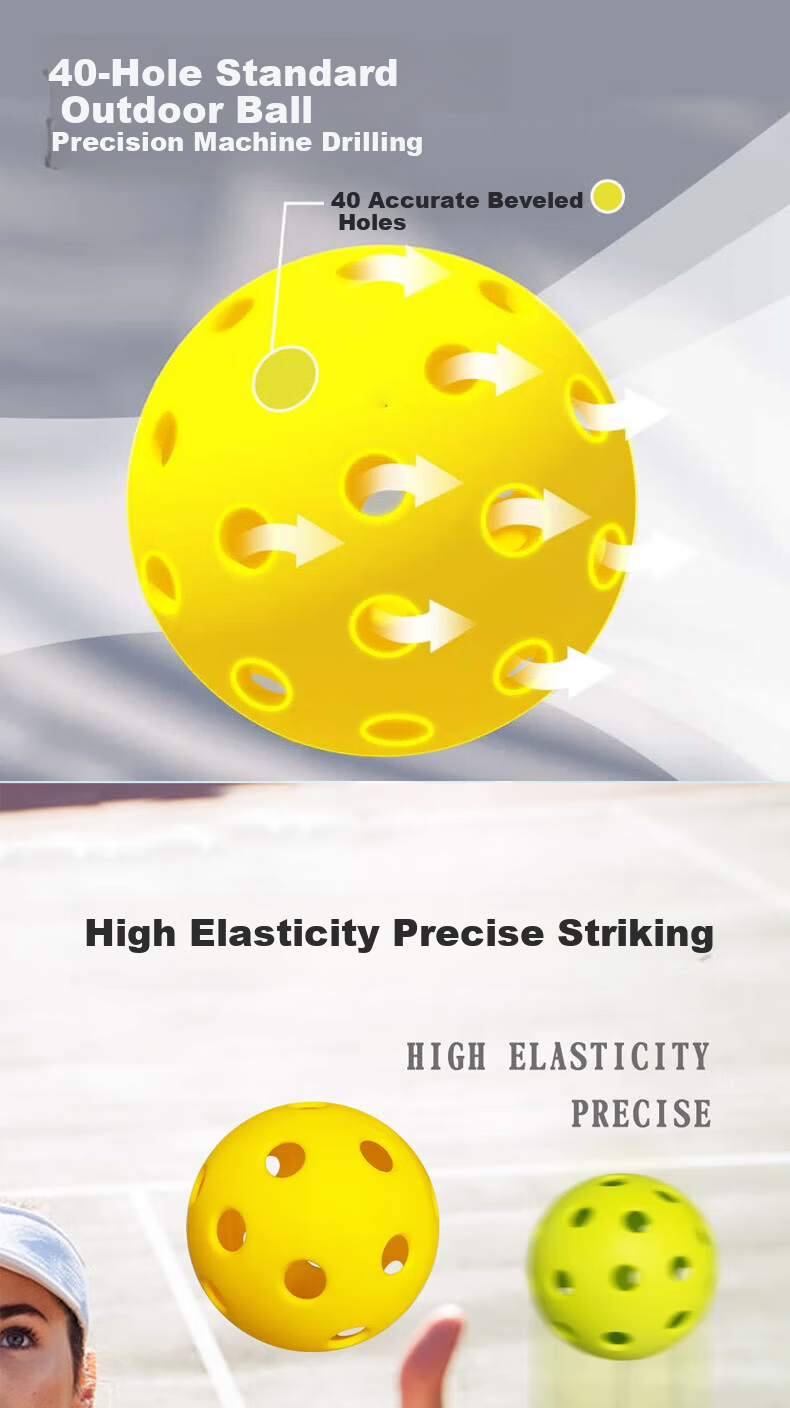 BIBIQI Pickleball Professional Indoor Outdoor 40-Hole Molded Balls Sports Equipment 6-Pack 4