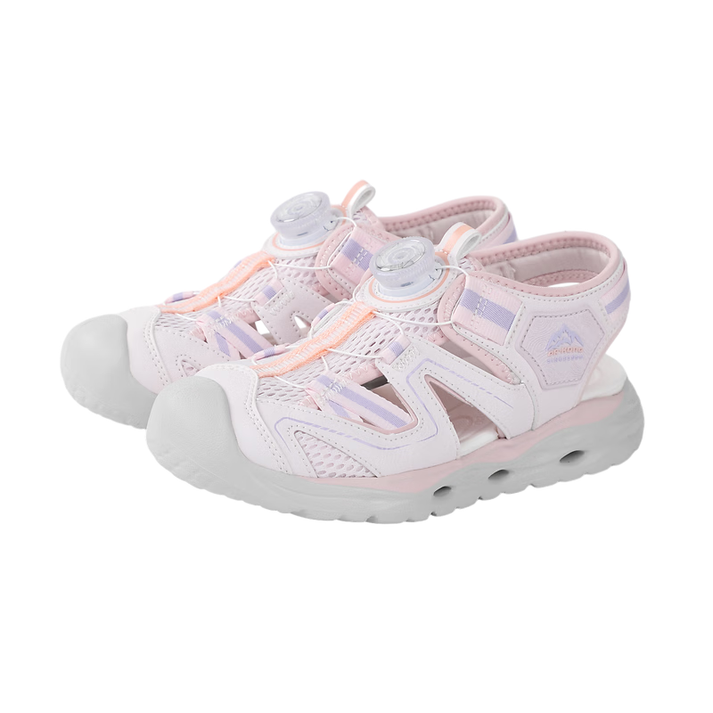 DR·KONG Full Contact Summer Sandals for Boys and Girls, No-Tie Button Closure, Kids Shoes 2S10B2008CW Pink Size 31