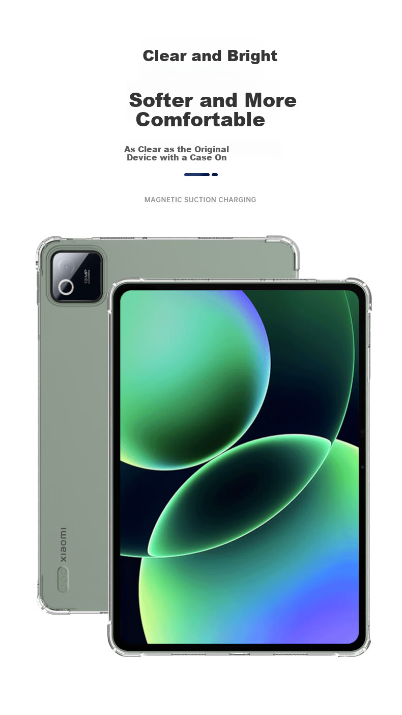 BIAZE Compatible with 2025 Xiaomi Pad 8/8 Pro Case, 11.2-inch Xiaomi Tablet Protective Cover, TPU Material with Four-Corner Airbag Shockproof PB640 - Transparent White 2