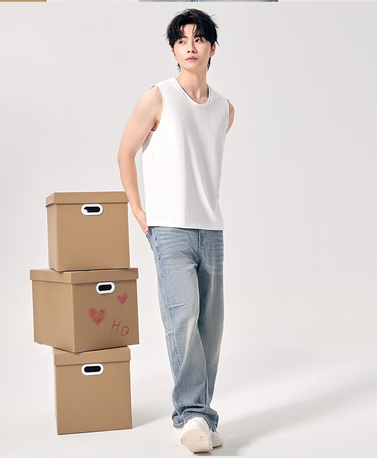 Hodo Men's 10A Antibacterial Anti-Mite Soft Cotton Sun Protection 50+ Sports Commuter Versatile Crew Neck Sleeveless Vest 10