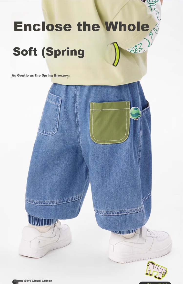 Ciciibear 2025 Spring New Baby Boys Soft Denim Casual Pants Children's Long Pants 2